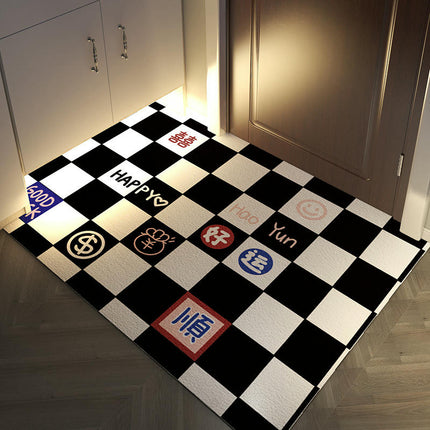 Simple Checkerboard Mat Waterproof Non-Slip Foot Pad Pvc Door Floor Mat