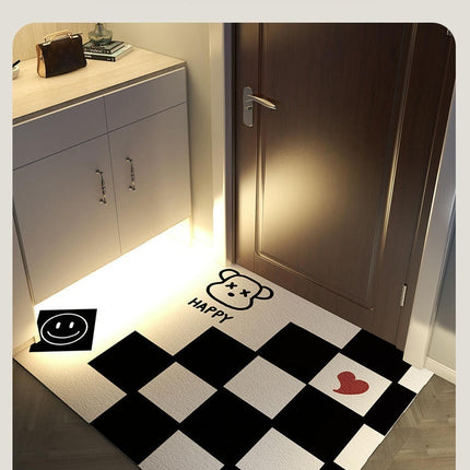 Simple Checkerboard Mat Waterproof Non-Slip Foot Pad Pvc Door Floor Mat