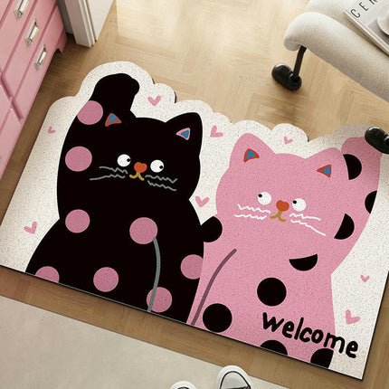 Cute Cat Front Door Mat Indoor Outdoor Non Slip Welcome Mat