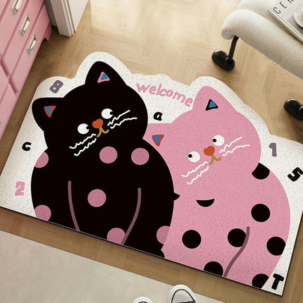 Cute Cat Front Door Mat Indoor Outdoor Non Slip Welcome Mat