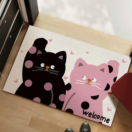 Cute Cat Front Door Mat Indoor Outdoor Non Slip Welcome Mat