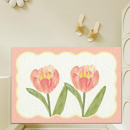 Non Slip Spring Door Mat Front Door Mat,Flower Indoor Outdoor Welcome Mat 1