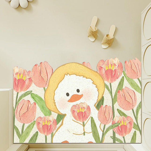 Non Slip Spring Door Mat Front Door Mat,Flower Indoor Outdoor Welcome Mat 2