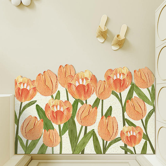Non Slip Spring Door Mat Front Door Mat,Flower Indoor Outdoor Welcome Mat