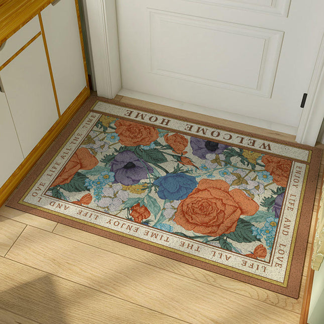 Front Door Mat Retro Floral Indoor Rugs for Entryway Non Slip Washable Rugs 2