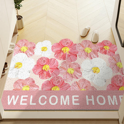 Plant Print Door Mats for Scraping Mud and Soil, Cuttable Silk Ring Floor Mats 2