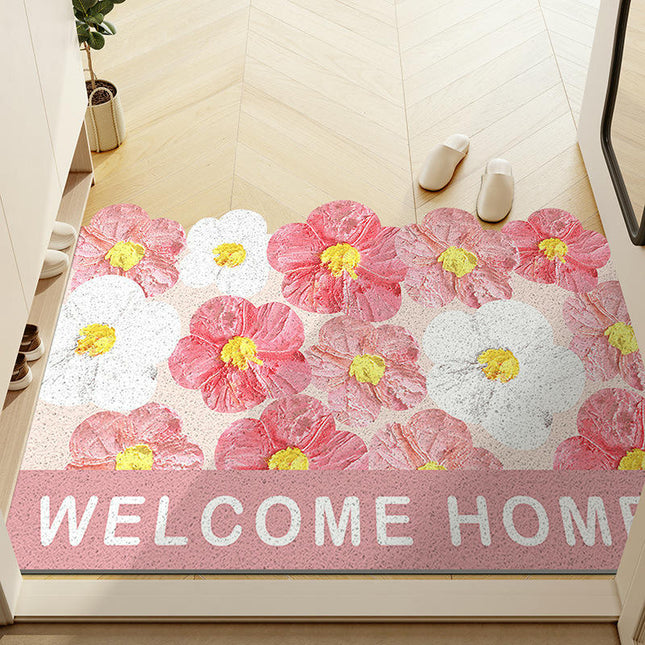 Plant Print Door Mats for Scraping Mud and Soil, Cuttable Silk Ring Floor Mats 2