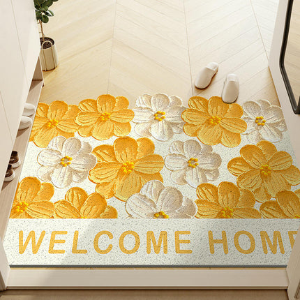 Plant Print Door Mats for Scraping Mud and Soil, Cuttable Silk Ring Floor Mats 2