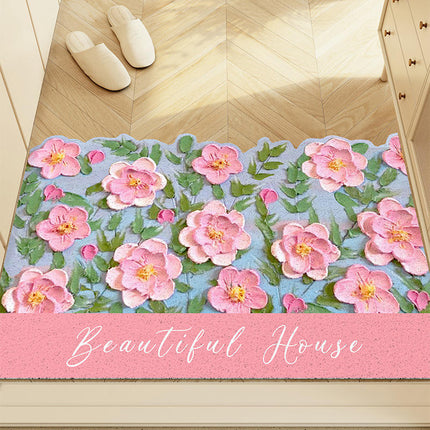 Plant Print Door Mats for Scraping Mud and Soil, Cuttable Silk Ring Floor Mats 3