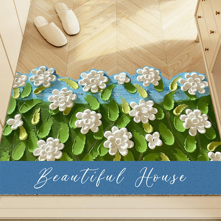 Plant Print Door Mats for Scraping Mud and Soil, Cuttable Silk Ring Floor Mats 3