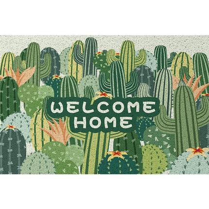 Plant Print Door Mats for Scraping Mud and Soil, Cuttable Silk Ring Floor Mats