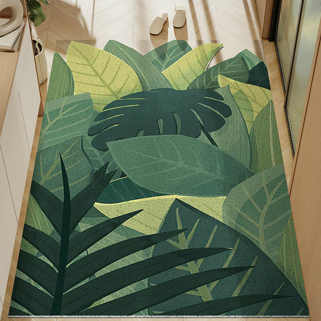 Plant Print Door Mats for Scraping Mud and Soil, Cuttable Silk Ring Floor Mats 1