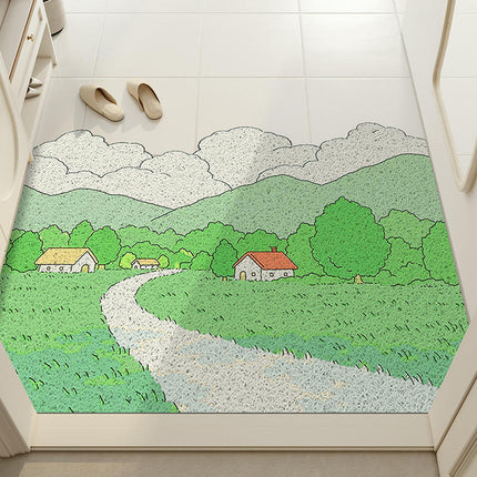 Plant Print Door Mats for Scraping Mud and Soil, Cuttable Silk Ring Floor Mats 2