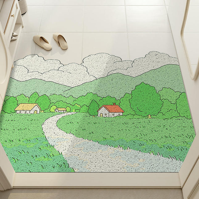 Plant Print Door Mats for Scraping Mud and Soil, Cuttable Silk Ring Floor Mats 2