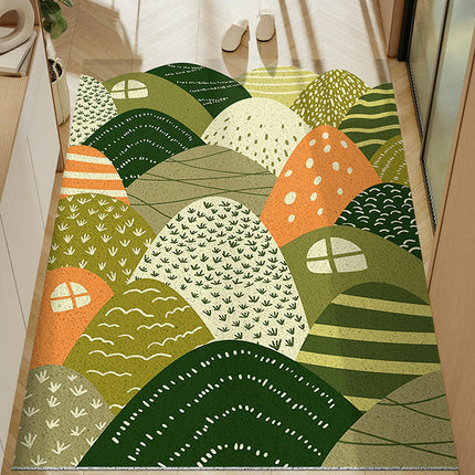 Plant Print Door Mats for Scraping Mud and Soil, Cuttable Silk Ring Floor Mats 1