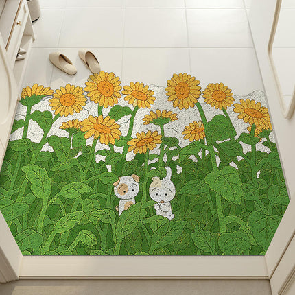 Plant Print Door Mats for Scraping Mud and Soil, Cuttable Silk Ring Floor Mats 2