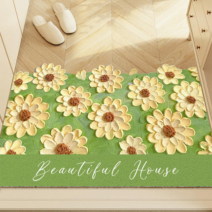 Plant Print Door Mats for Scraping Mud and Soil, Cuttable Silk Ring Floor Mats 3