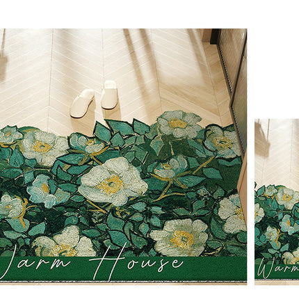 Plant Print Door Mats for Scraping Mud and Soil, Cuttable Silk Ring Floor Mats 3