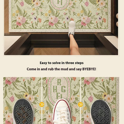 Flower Entrance Door Mat Outdoor Door Anti-slip Mat Mud Scraper Dust Removal Wire Ring Mat