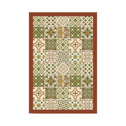 Retro Printed PU Leather Entrance Door Mat Porch Waterproof and Oil-proof Foot Mat 1