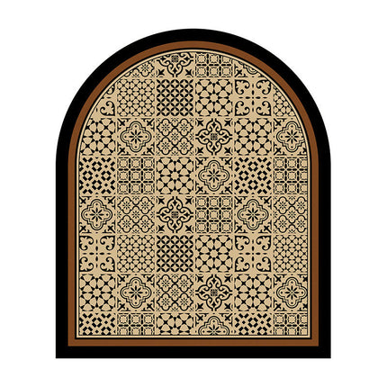 Retro Printed PU Leather Entrance Door Mat Porch Waterproof and Oil-proof Foot Mat