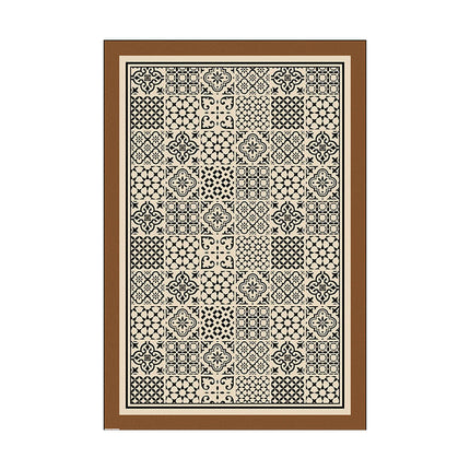 Retro Printed PU Leather Entrance Door Mat Porch Waterproof and Oil-proof Foot Mat 1