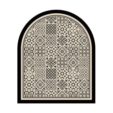Retro Printed PU Leather Entrance Door Mat Porch Waterproof and Oil-proof Foot Mat