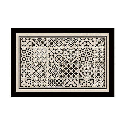 Retro Printed PU Leather Entrance Door Mat Porch Waterproof and Oil-proof Foot Mat