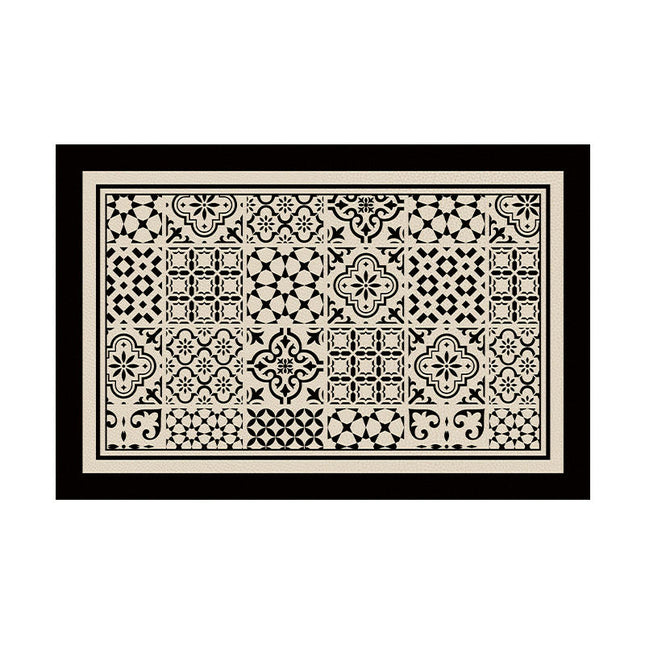 Retro Printed PU Leather Entrance Door Mat Porch Waterproof and Oil-proof Foot Mat