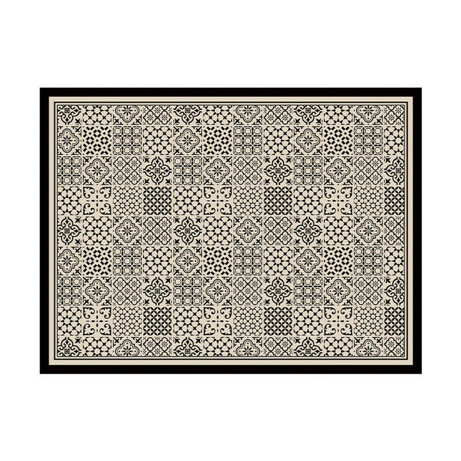 Retro Printed PU Leather Entrance Door Mat Porch Waterproof and Oil-proof Foot Mat 1