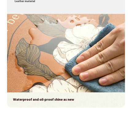 Retro Printed PU Leather Entrance Door Mat Porch Waterproof and Oil-proof Foot Mat 1