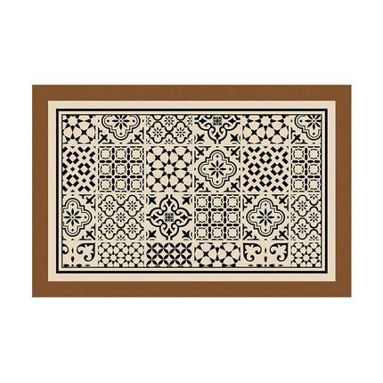 Retro Printed PU Leather Entrance Door Mat Porch Waterproof and Oil-proof Foot Mat