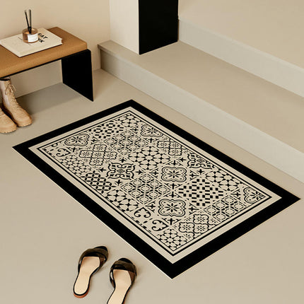 Retro Printed PU Leather Entrance Door Mat Porch Waterproof and Oil-proof Foot Mat 1