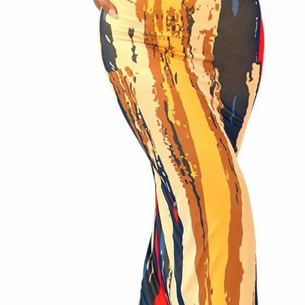 Womens Long Sleeve Tie Dye Dress Bodycon Round Neck Ruched Cocktail Maxi Dresses