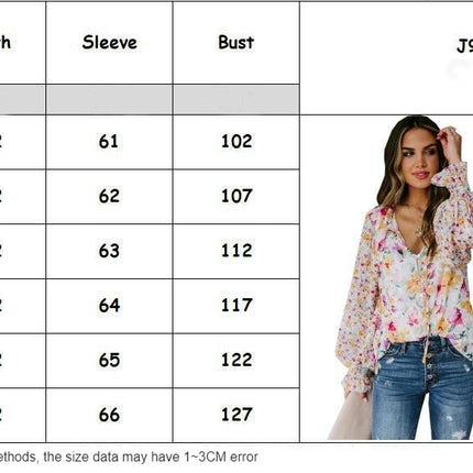 Womens Button Down Shirt V Neck Printed Long Sleeve Blouses Fall Boho Tops