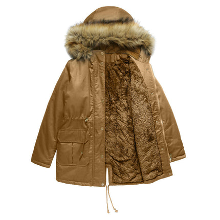 Women's Winter Warm Sherpa Lined Jacket Thick Parka with Fur Collar Hood