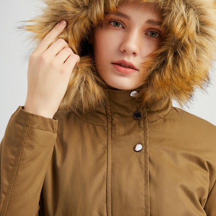 Women's Winter Warm Sherpa Lined Jacket Thick Parka with Fur Collar Hood