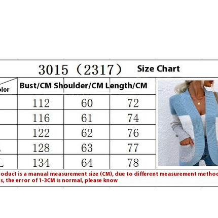 Women's Arc Large Pocket Casual Knit Sweater Contrast Color Cardigan Jacket