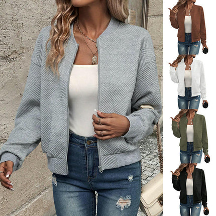 Womens Bomber Jacket Coat Casual Stand Collar Zip Up Fall Fashion Jackets