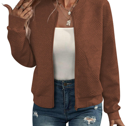 Womens Bomber Jacket Coat Casual Stand Collar Zip Up Fall Fashion Jackets
