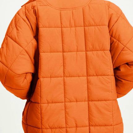 Women's Short Jacket Winter Warm Quilted Jacket Loose Cotton Long Sleeve Zipper Coat