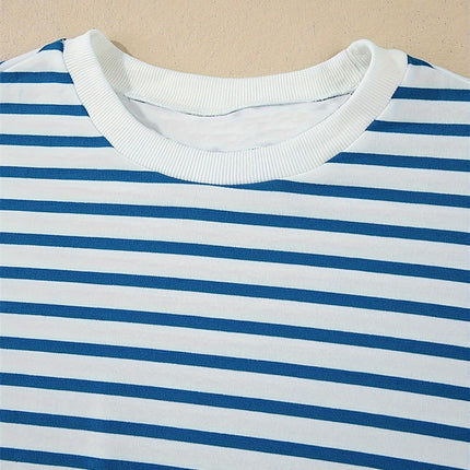 Women's Striped Round Neck Sweater Casual Fashion Pullover Long Sleeve Top
