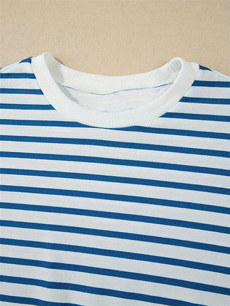 Women's Striped Round Neck Sweater Casual Fashion Pullover Long Sleeve Top