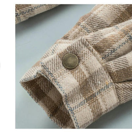 Women's Flannel Hooded Plaid Thick Coat Winter Coat for Warmth Button down Fuzzy Jacket