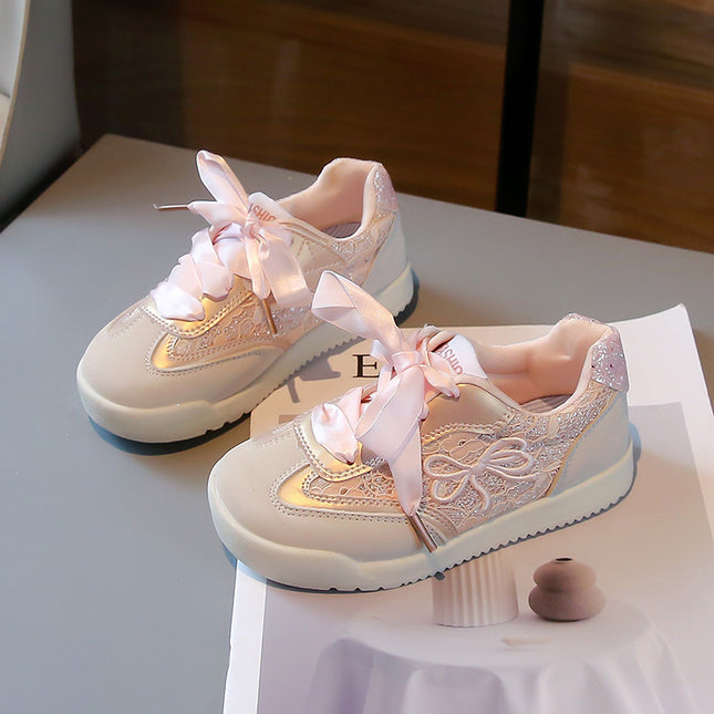Girls Sneaker Classic Faux Leather Child Lace up Running Sneakers