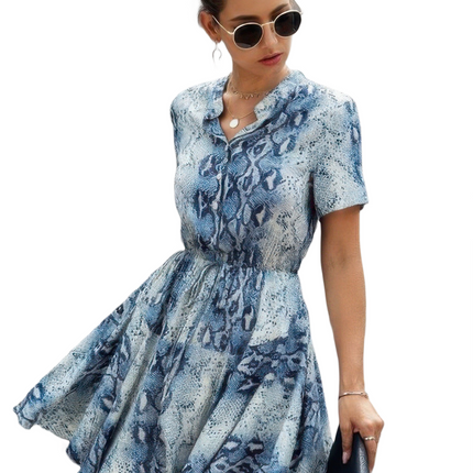 Womens Dresses  Animal Drawstring Waist Shirt Dress Casual Chic Lightweight Basic Summer Sundress