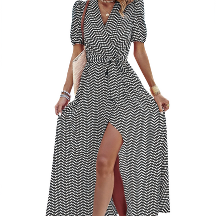 Womens Dresses Dot Print Open Front Belt Knot V Neck Dress Casual Chic Lightweight Basic Summer Sundress