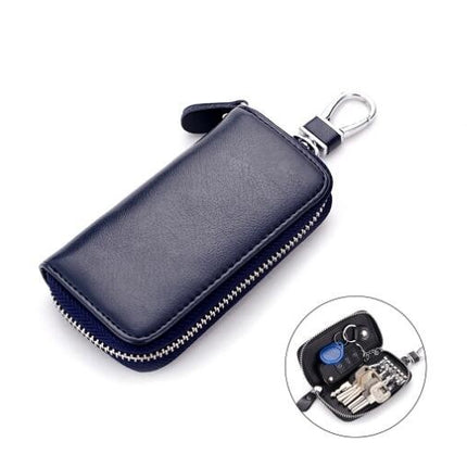 Key Bag Genuine Leather Car Key Bag Portable Key Zipper Pouch Car Smart Key Chain Unisex Lock Key Bag
