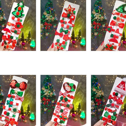 Girls Cute Hair Clips - 10 Piece Christmas Hair Clips Bow Hair Accessories Holiday Hair Clips