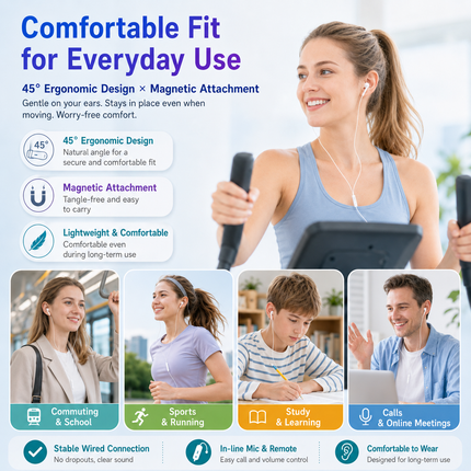 Wired Type-C Earphones, USB-C Earbuds Compatible with iPhone 17/16/15, HiFi Sound, Clear Calls, Earphones with Microphone, Comfortable Fit, Ergonomic Design, Tangle-Free, No Delay, Deep Bass, Compact & Lightweight, Compatible with iPhone, Android, Galaxy